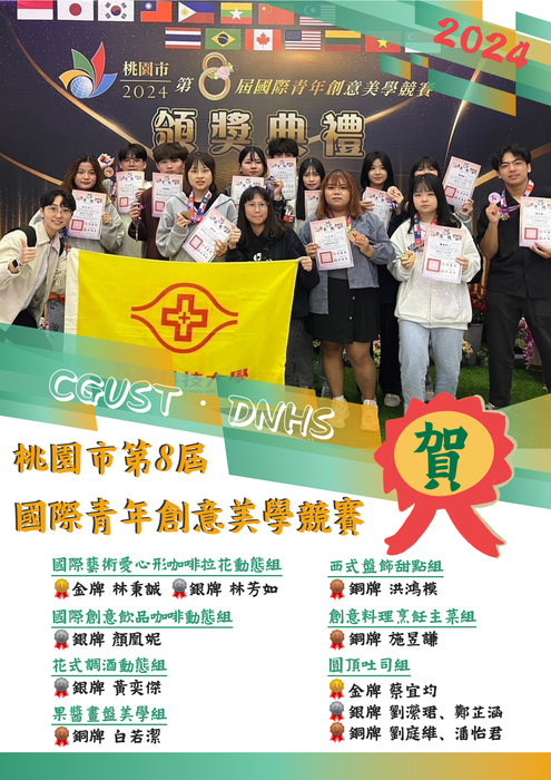 恭賀! 本系吳淑如、簡暉慈、劉坤昌、廖郁婷老師指導學生參加「桃園市2024第八屆國際青年創意美學競賽」榮獲佳績